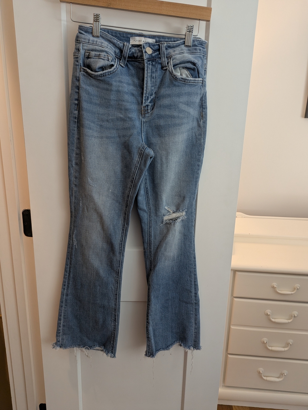 Flying Monkey Light Blue Distressed Flare Jeans